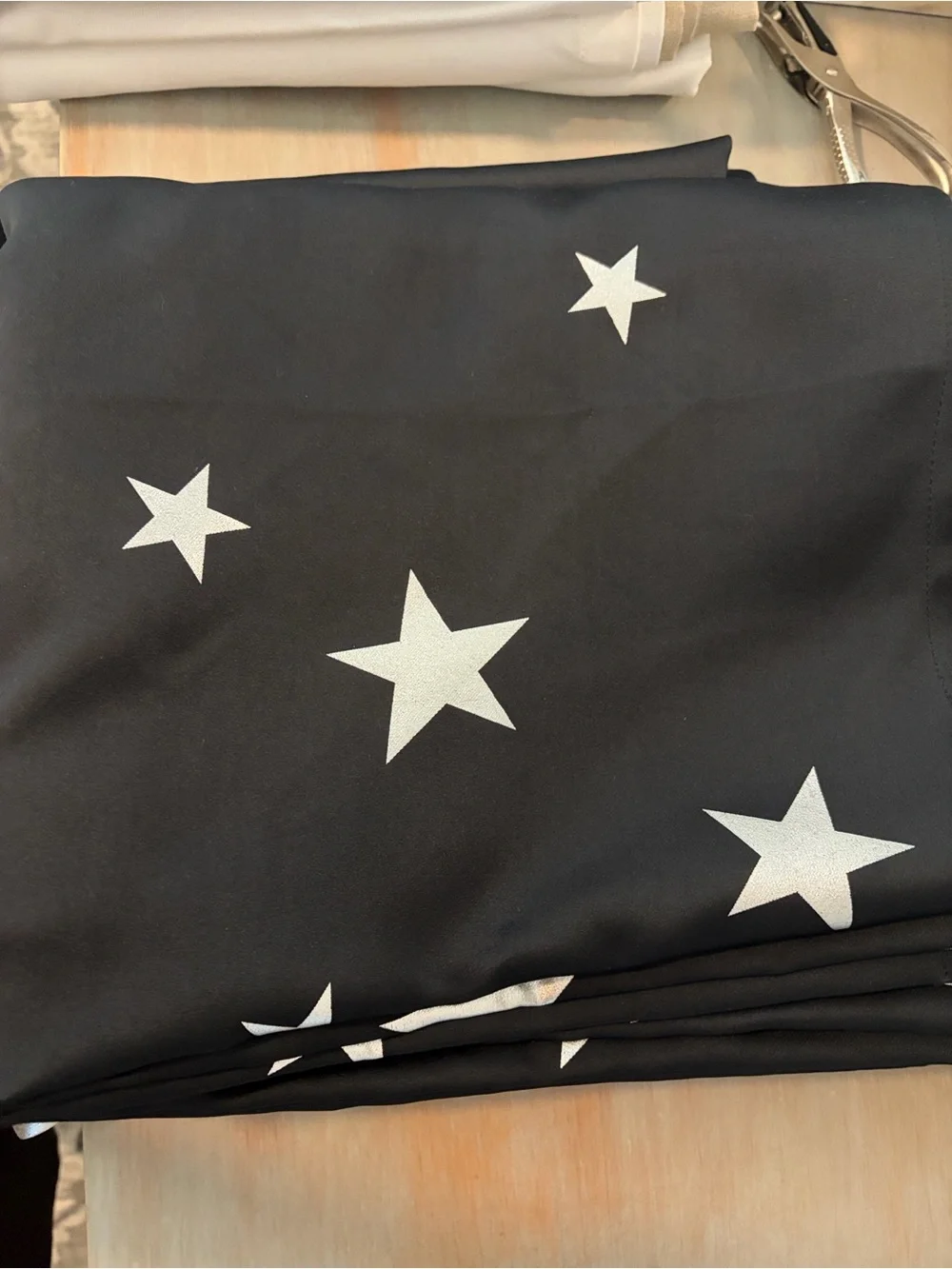 Set of 2 Black with Silver Star Night Sky Grommet Curtain Panels 96” length